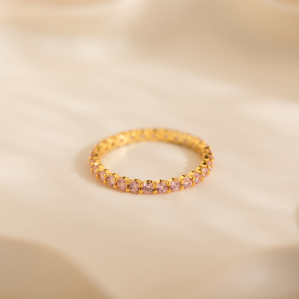 Eternity Tennis Pink Tourmaline Ring