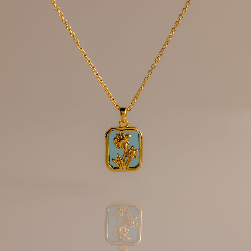 Aquamarine Birth Flower Charm Necklace