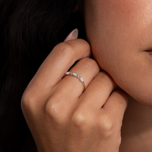 Alessia Trio Opal Ring in Silver