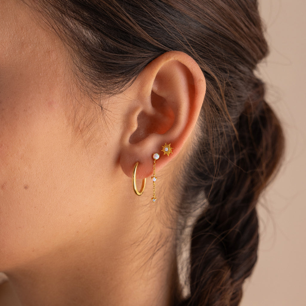 Opal Sun Flat Back Studs in 18K Gold