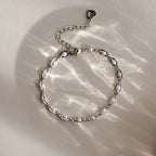 Eternity Pearl Necklace & Bracelet Set in Silver