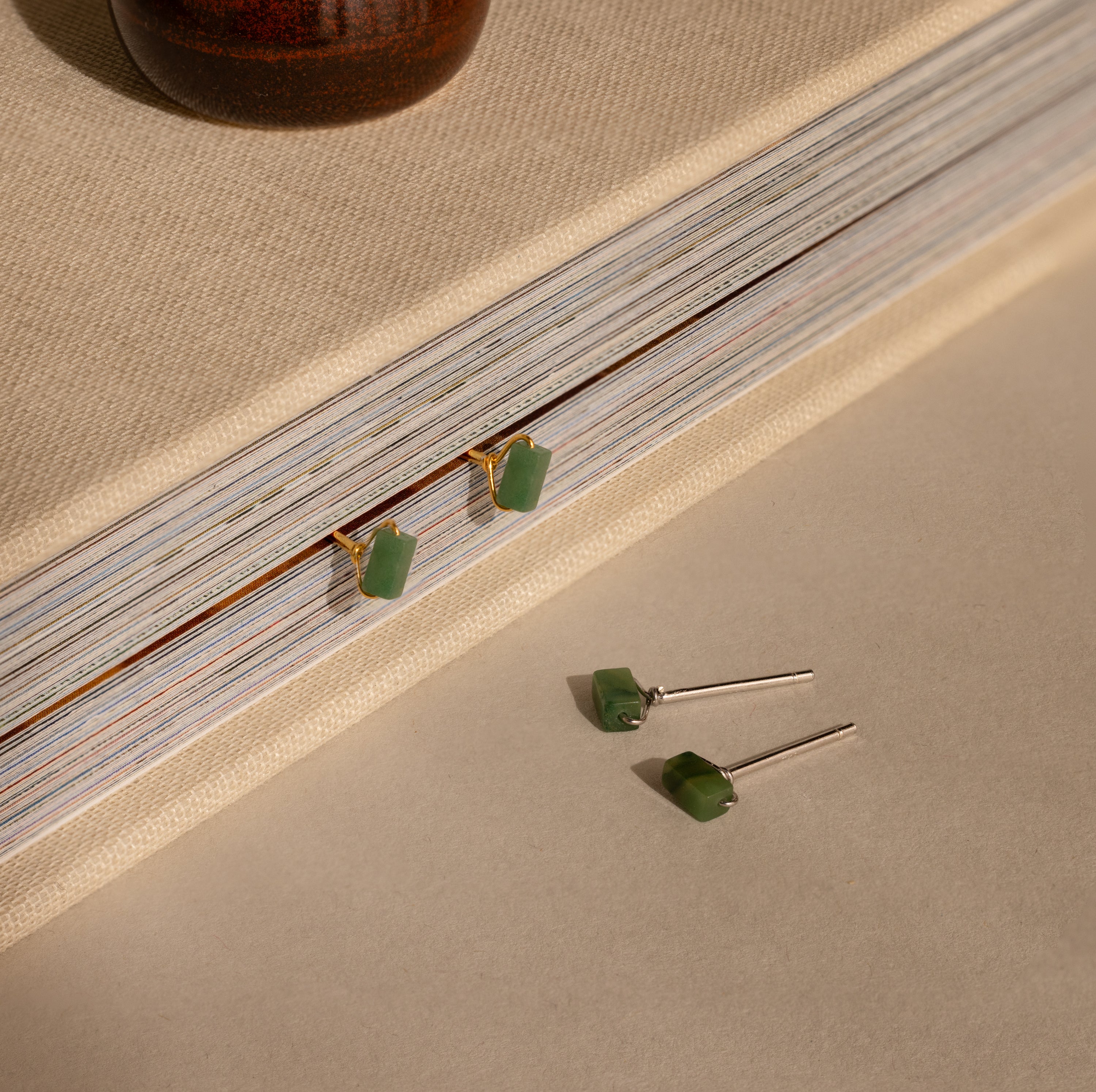 Jade Bar Studs in Silver