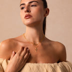 Solace Pave Cross Necklace in 18K Gold