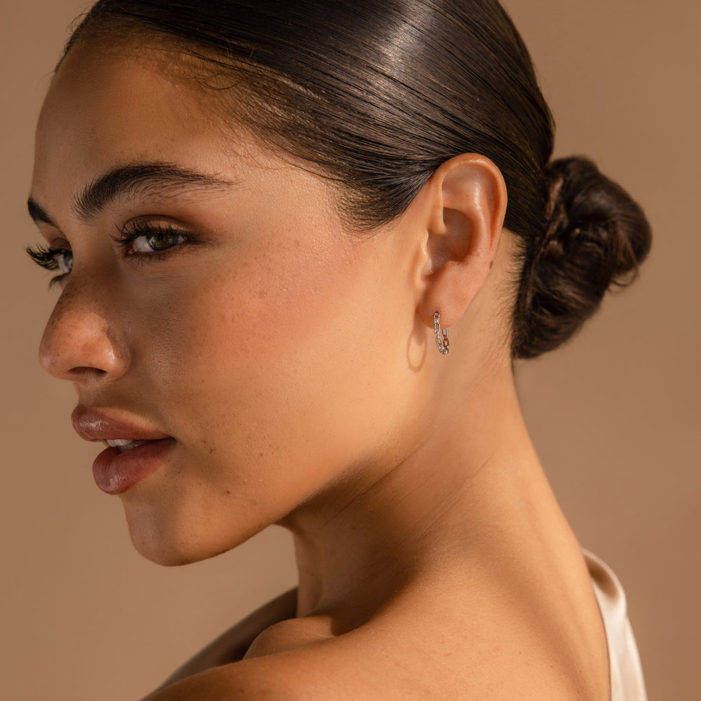 Aros con eslabones de diamantes