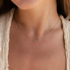 Dainty Jade Bar Necklace in Silver