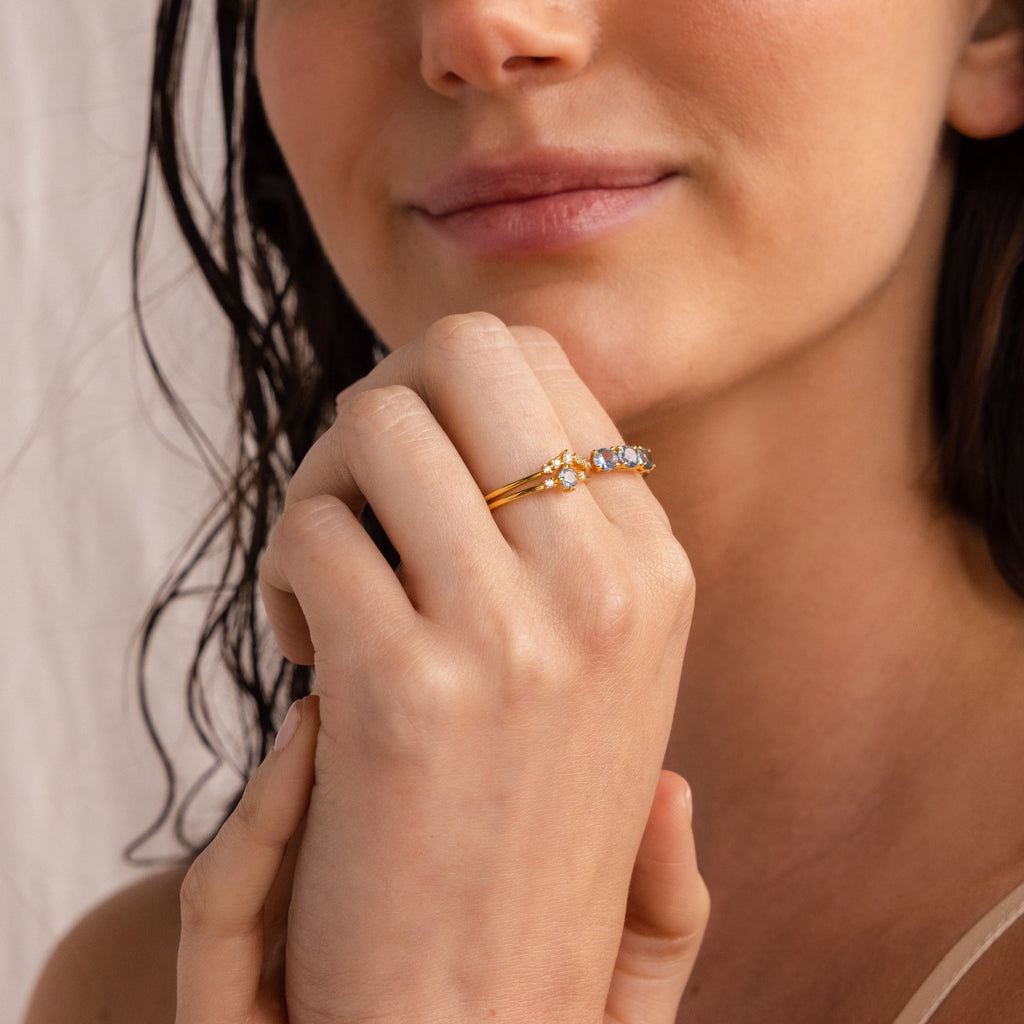 Conjunto de anillos apilables de diamantes