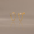 Diamond Marquise Chain Flat Back Studs in 18K Gold