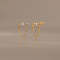 Diamond Marquise Chain Flat Back Studs in 18K Gold