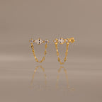 Diamond Marquise Chain Flat Back Studs in 18K Gold