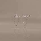 Diamond Marquise Chain Flat Back Studs in Silver