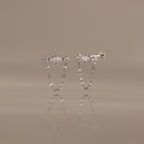 Diamond Marquise Chain Flat Back Studs in Silver