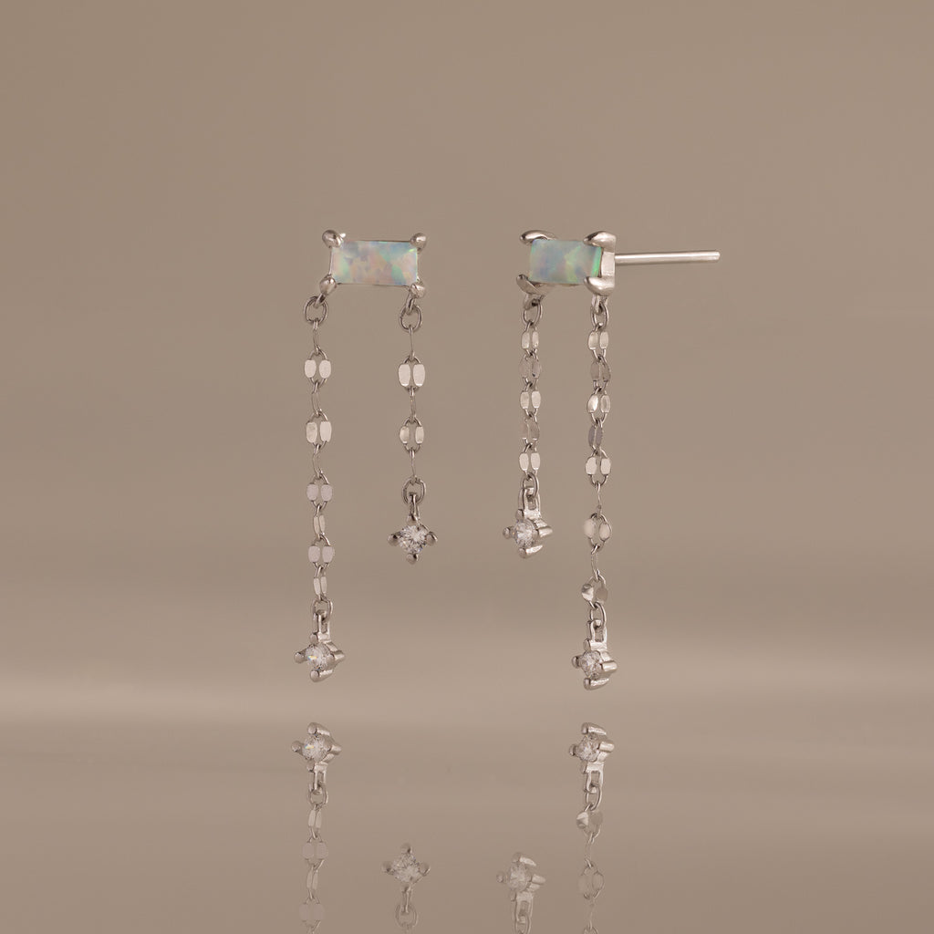 Opal Cascade Studs in Silver