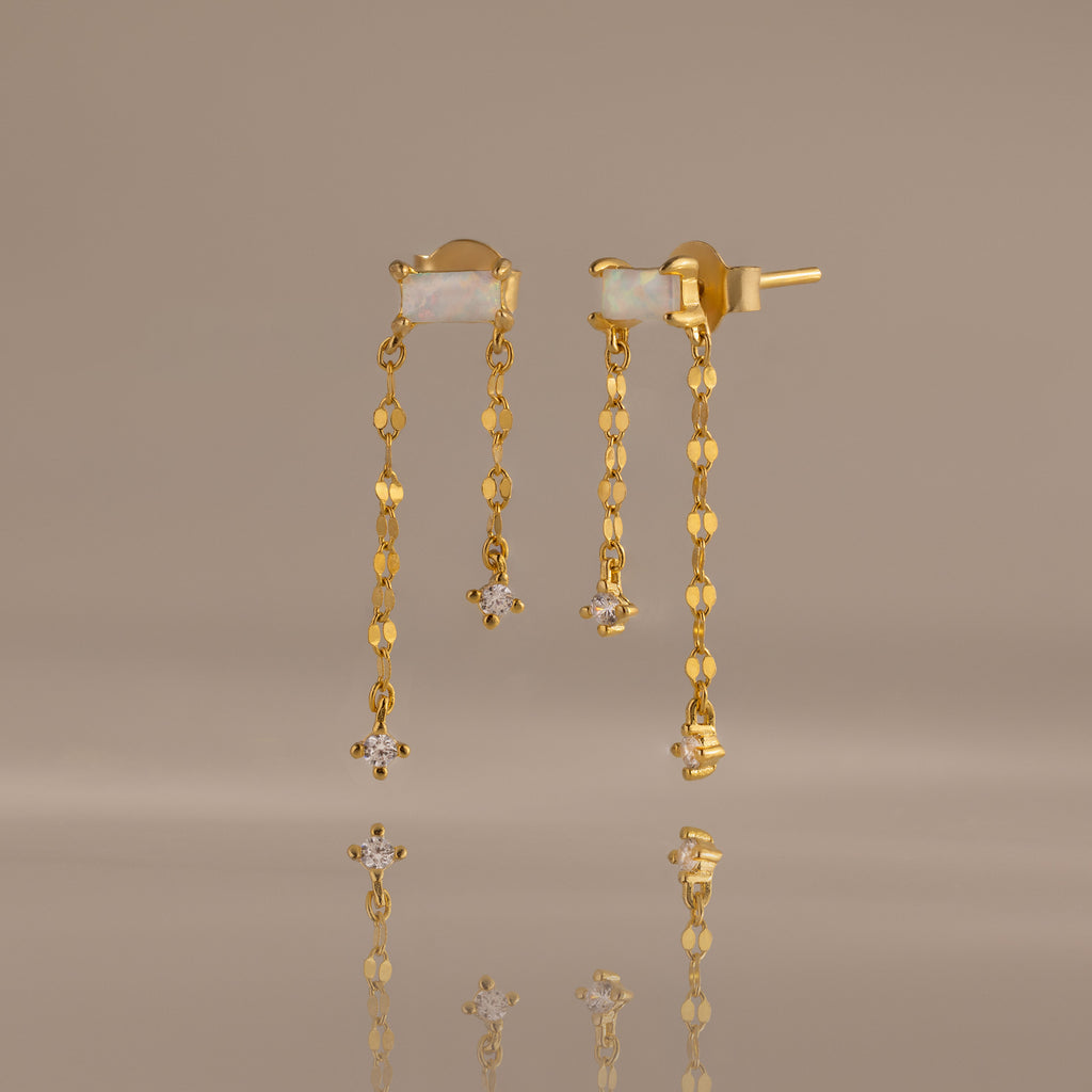 Opal Cascade Flat Back Studs in 18K Gold