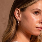 Abstract Pearl Trio Drop Earrings in Silver