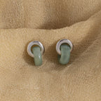 Aventurine Halo Drop Studs in Silver