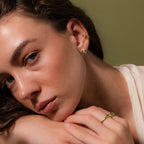Aventurine Halo Drop Studs in 18K Gold