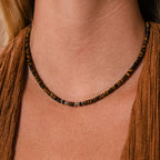 Beaded Tiger's Eye Necklace in Silver