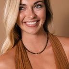 Beaded Tiger's Eye Necklace in Silver