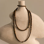 Beaded Tiger's Eye Necklace in Silver