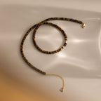 Beaded Tiger's Eye Necklace in 18K Gold