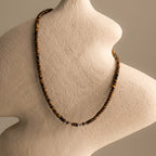 Beaded Tiger's Eye Necklace in Silver