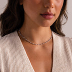 Eternity Pearl Necklace & Bracelet Set in Silver