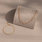 Eternity Pearl Necklace & Bracelet Set in 18K Gold