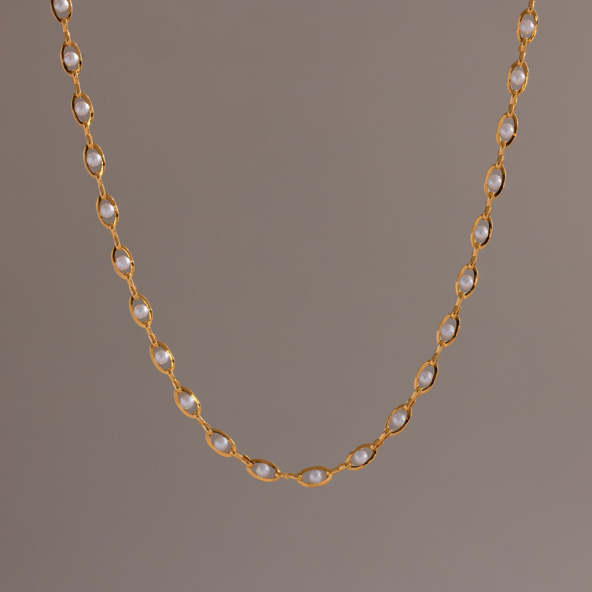 Eternity Pearl Necklace & Bracelet Set in 18K Gold