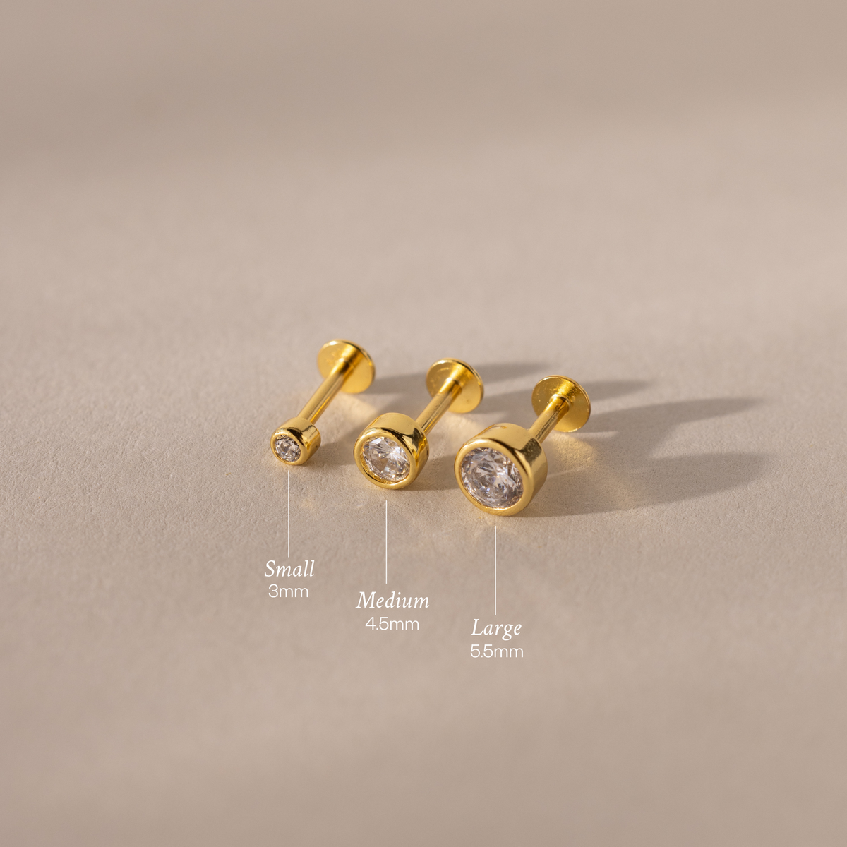 Round Diamond Bezel Flat Back Studs