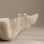Opal Cascade Flat Back Studs in Silver