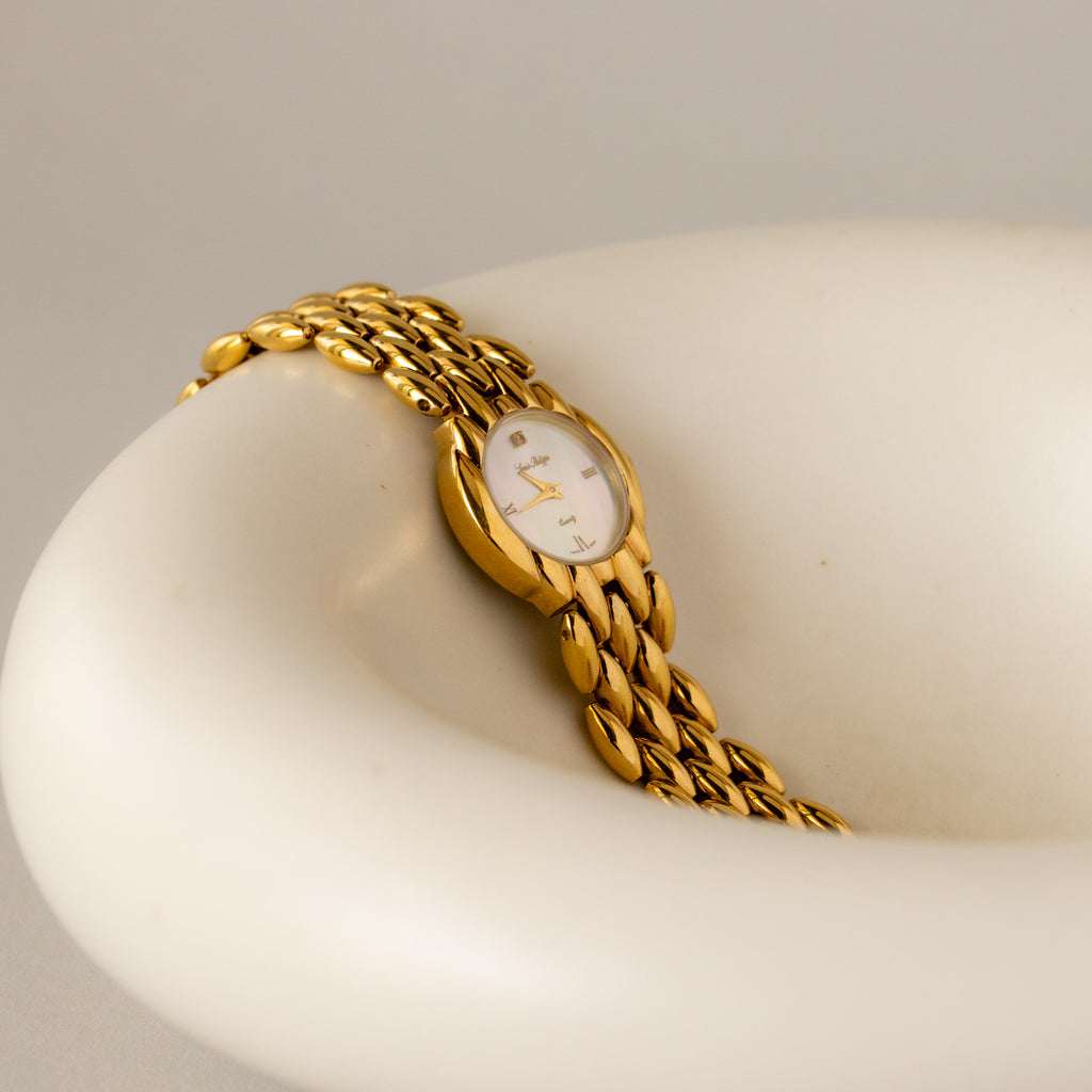 Vintage Louis Philippe Swiss Pearl Gold Watch