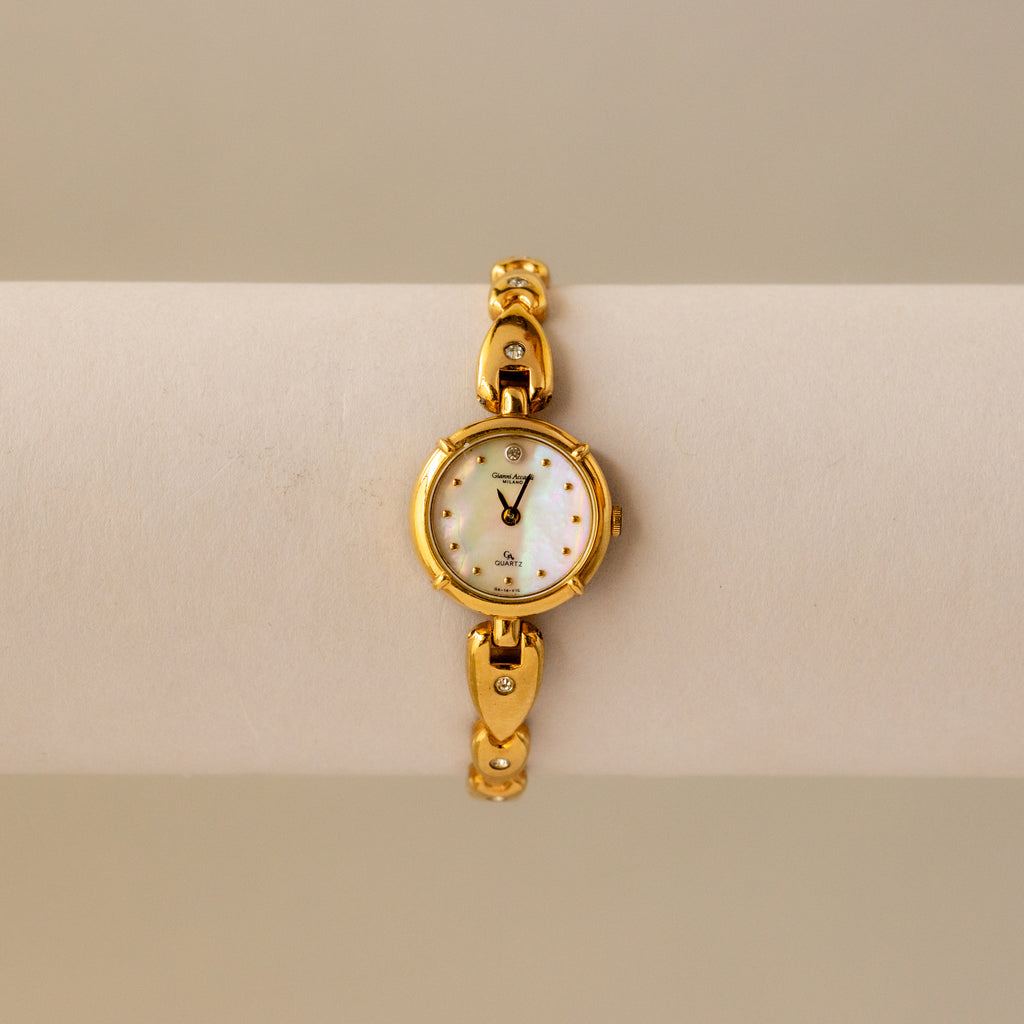 Vintage Gianni Accardi Pearl Diamond Gold Watch