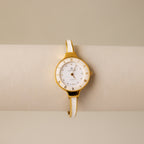Vintage Andre Mouche Swiss White Cuff Gold Watch