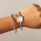 Vintage Gucci Swiss Square Cuff Silver Watch
