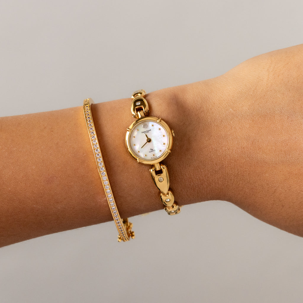 Vintage Gianni Accardi Pearl Diamond Gold Watch