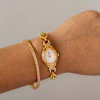 Vintage Lancetti Oval Chainlink Gold Watch