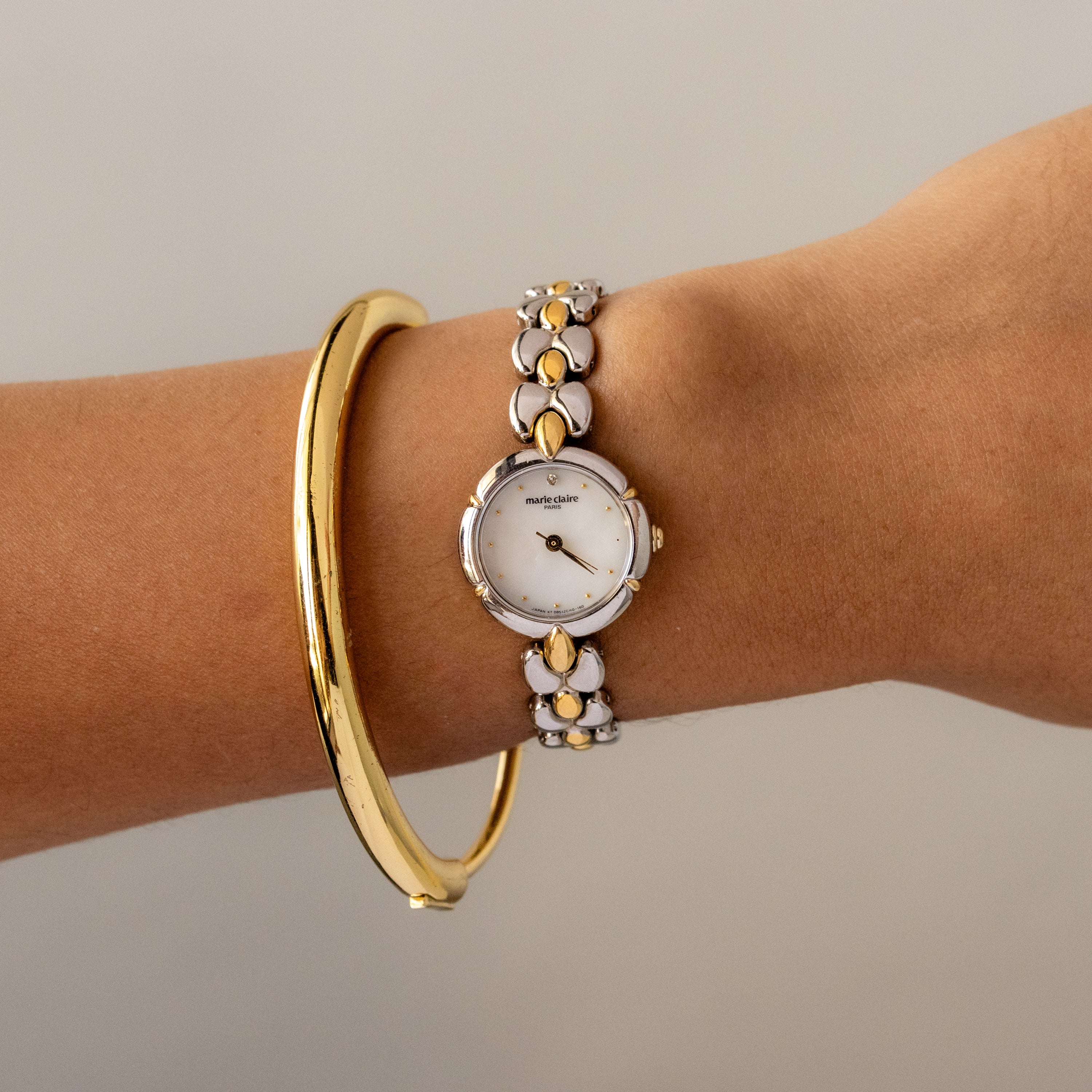 Vintage Marie Claire Beaded Two Tone Watch