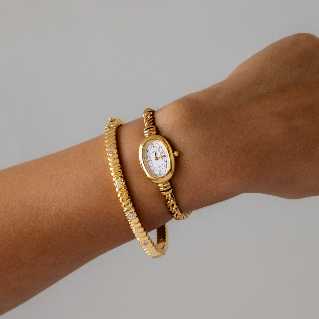 Vintage Citizen Oval Rope Gold Watch