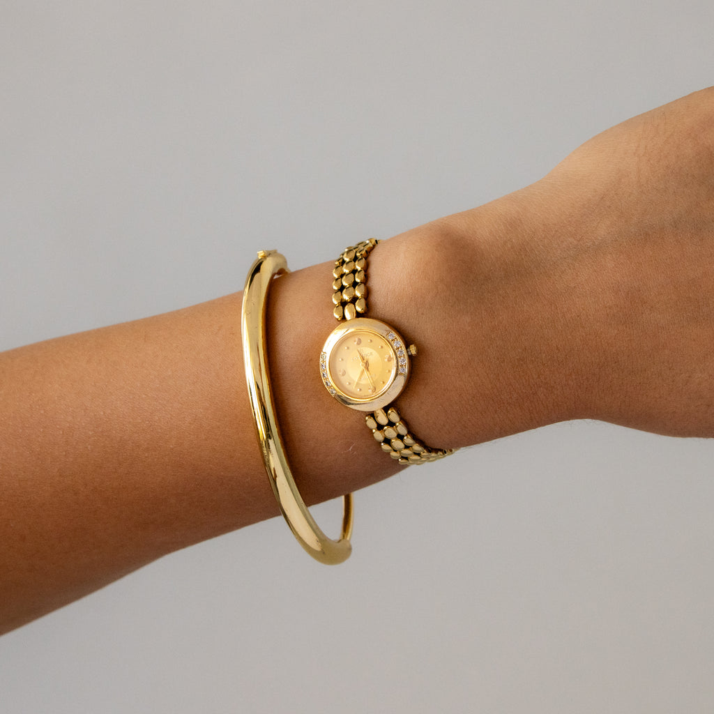 Vintage Essence Swiss Pave Beaded Gold Watch