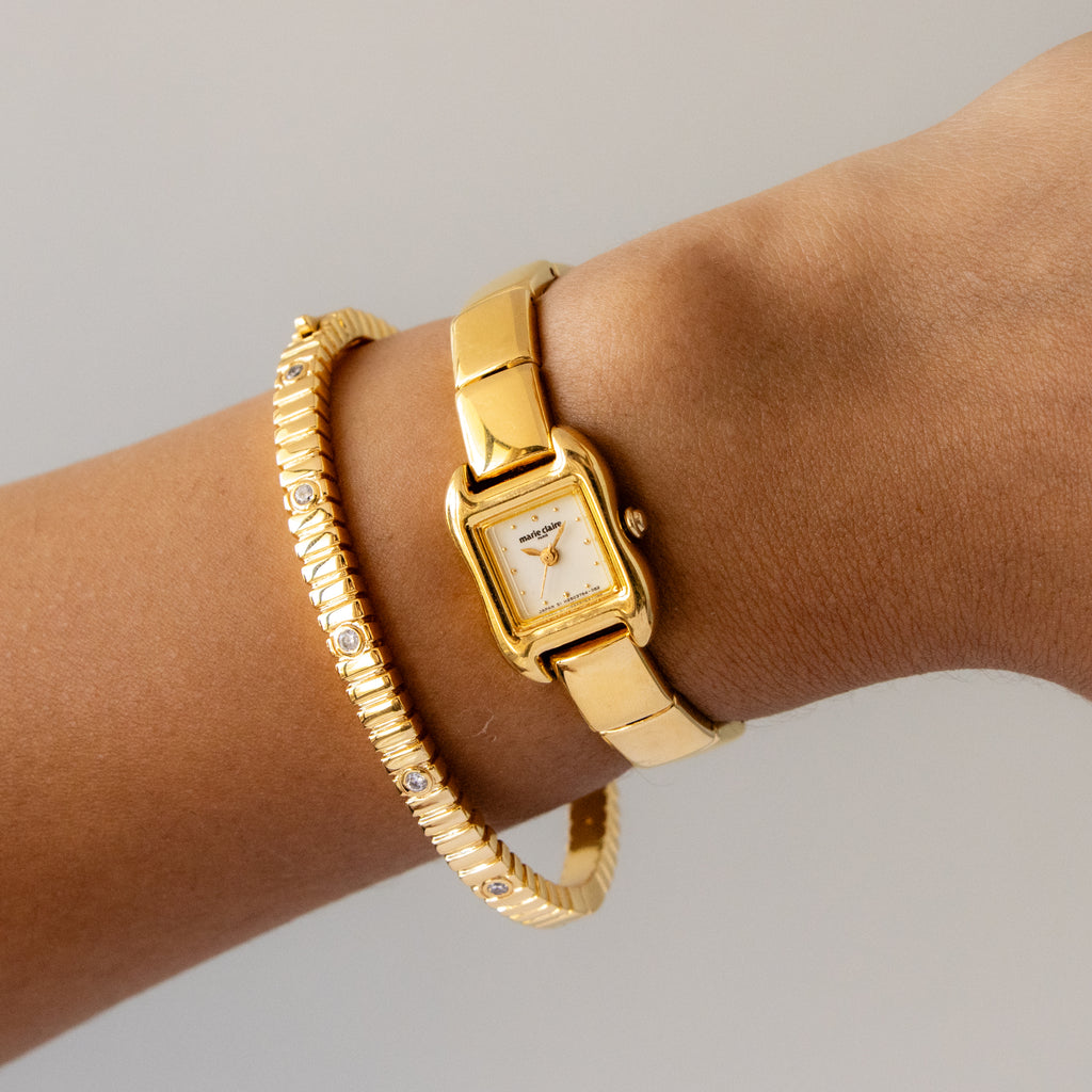 Vintage Marie Claire Square Link Gold Watch
