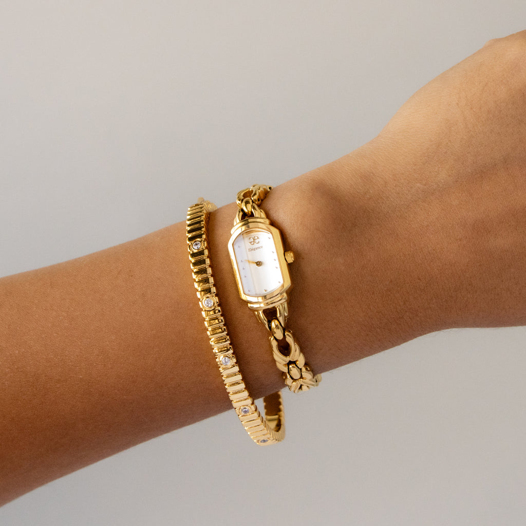 Vintage Elegance Rectangular Deco Gold Watch