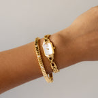 Vintage Elegance Rectangular Deco Gold Watch
