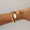 Vintage Seiko Oval Duo Link Gold Watch