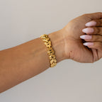 Vintage Seiko Round Sculptural Link Gold Watch
