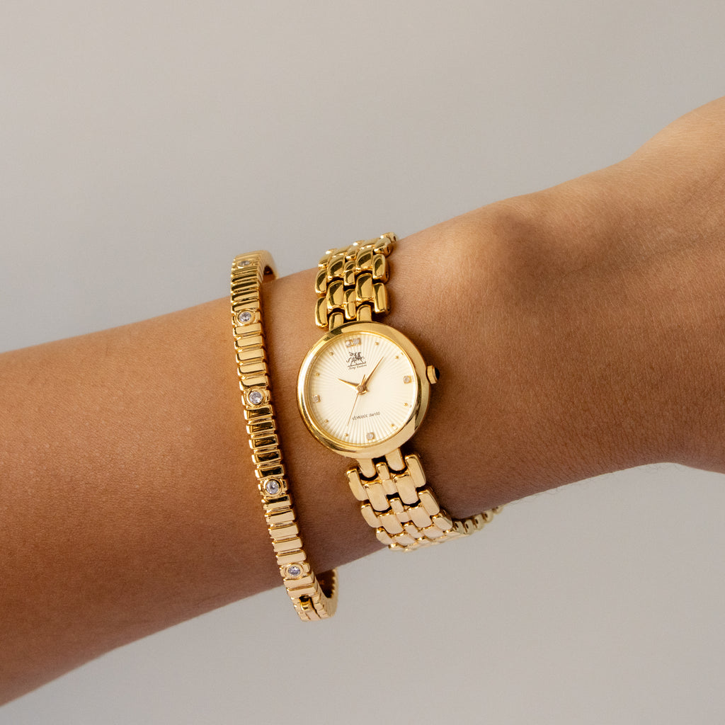 Vintage Elvence Swiss Round Gold Watch