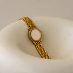 Vintage YSL Round Ribbed Gold Watch