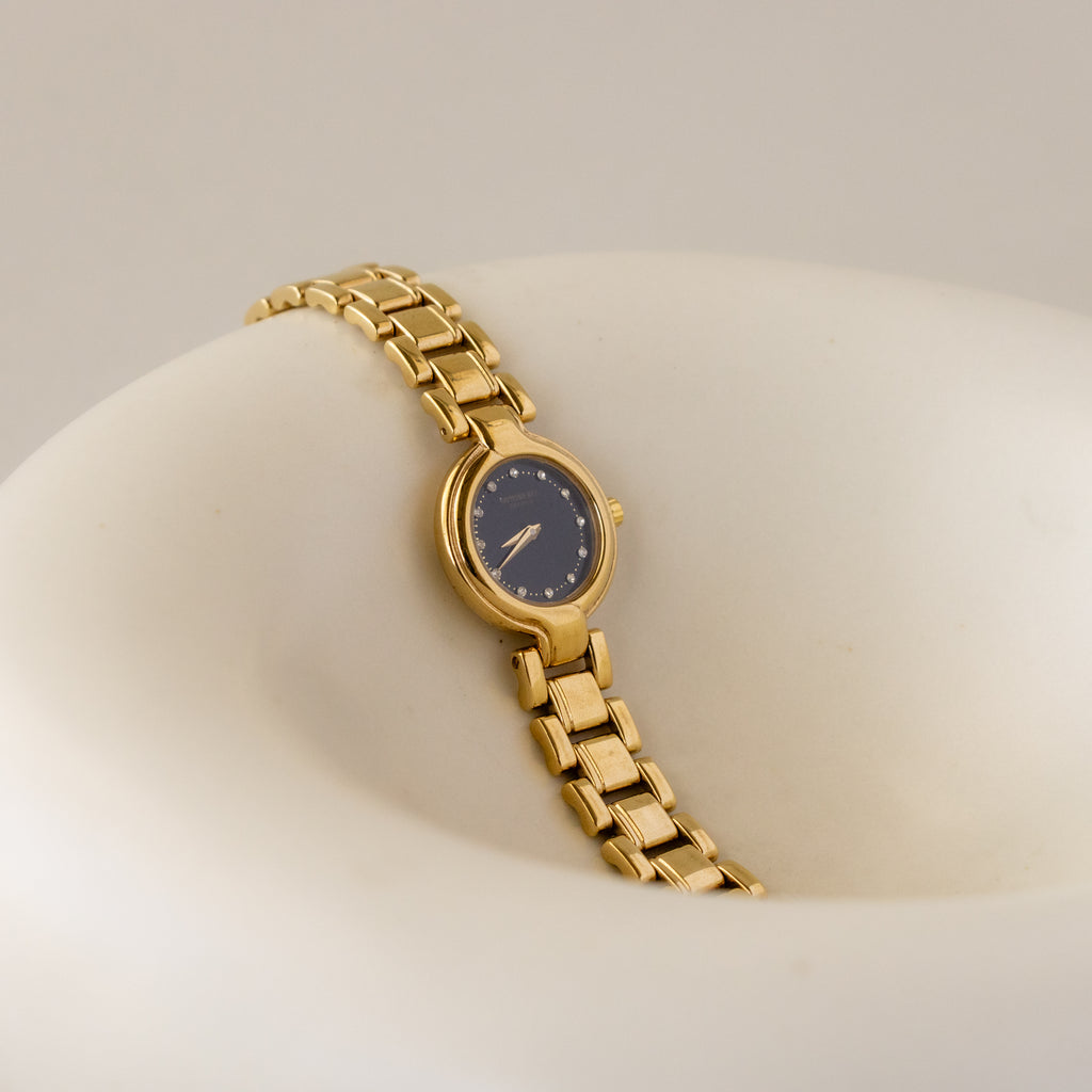Vintage Raymond Weil Swiss Midnight Pave Gold Watch