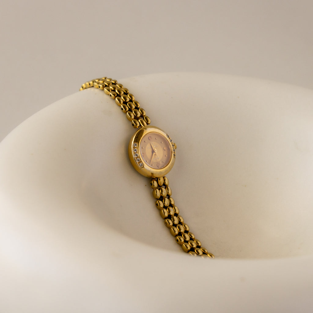 Vintage Essence Swiss Pave Beaded Gold Watch