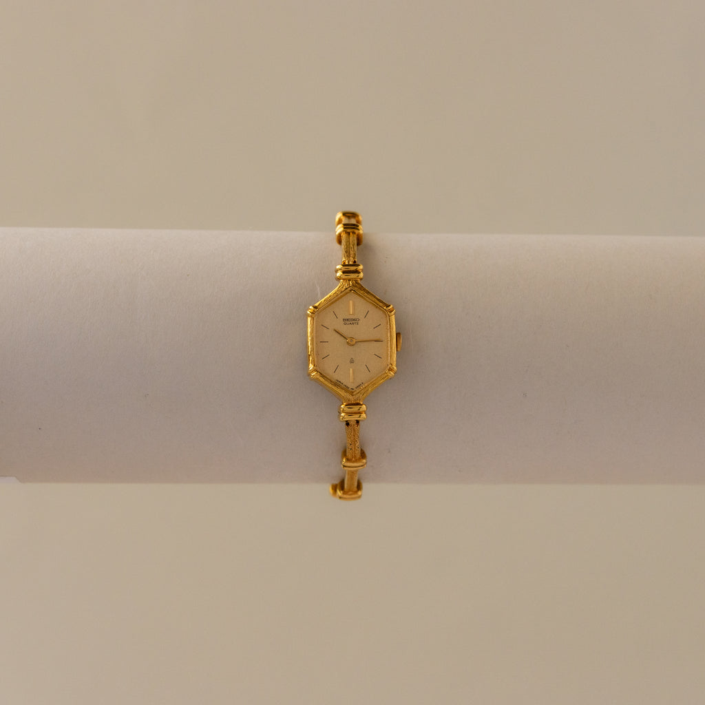 Vintage Seiko Skinny Hexagon Gold Watch