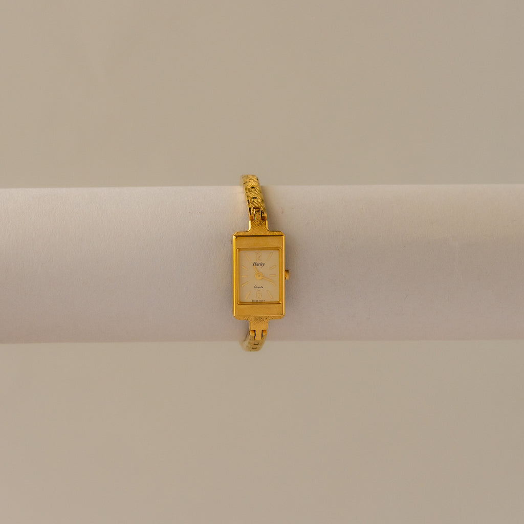 Vintage Harley Swiss Rectangular Gold Watch